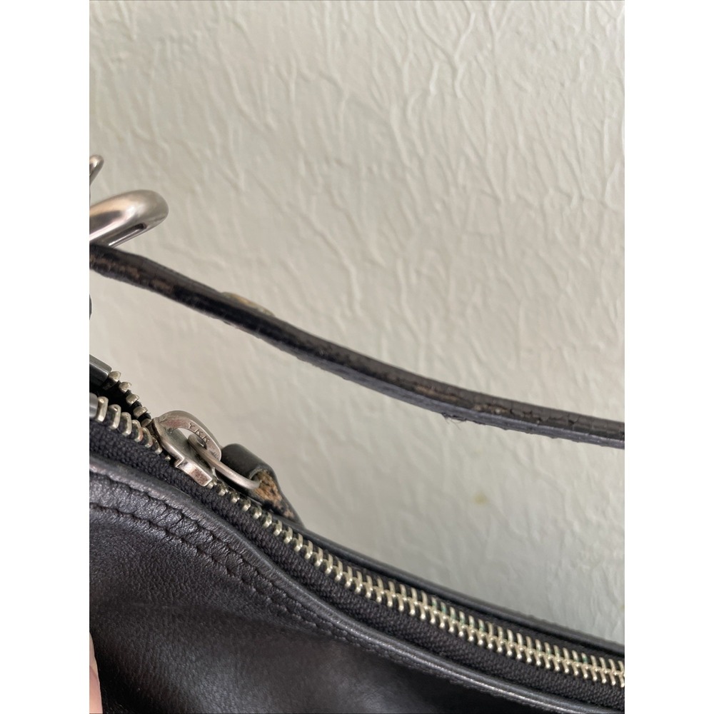 COACH Old 9844 Vintage Black Demi Baguette Leather Mini Hobo Bag Silver Hardware - Picture 8 of 14